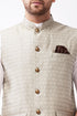 VASTRAMAY Beige Baap Beta Ethnic Jacket Set